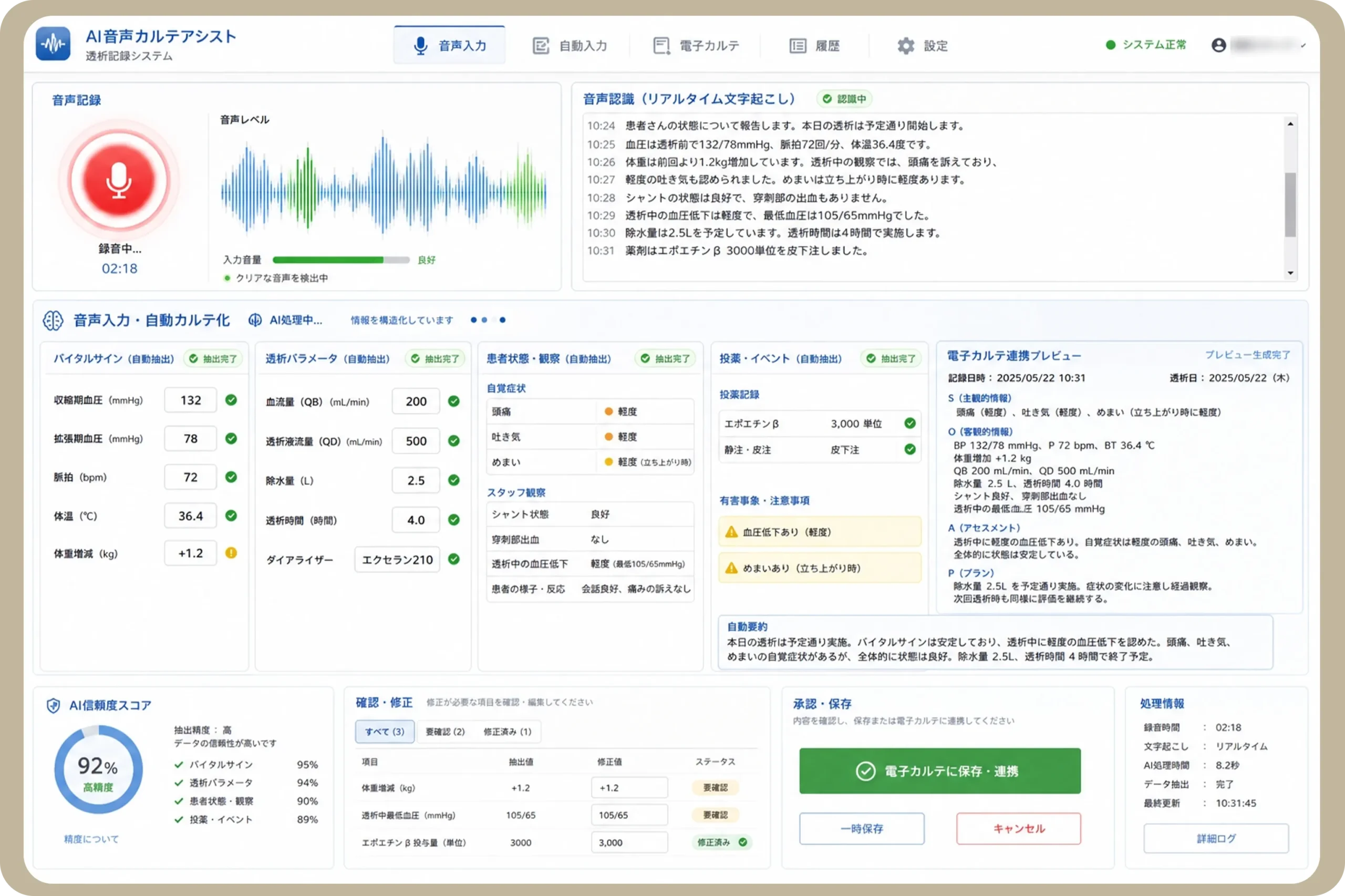 AI搭載透析支援管理システム