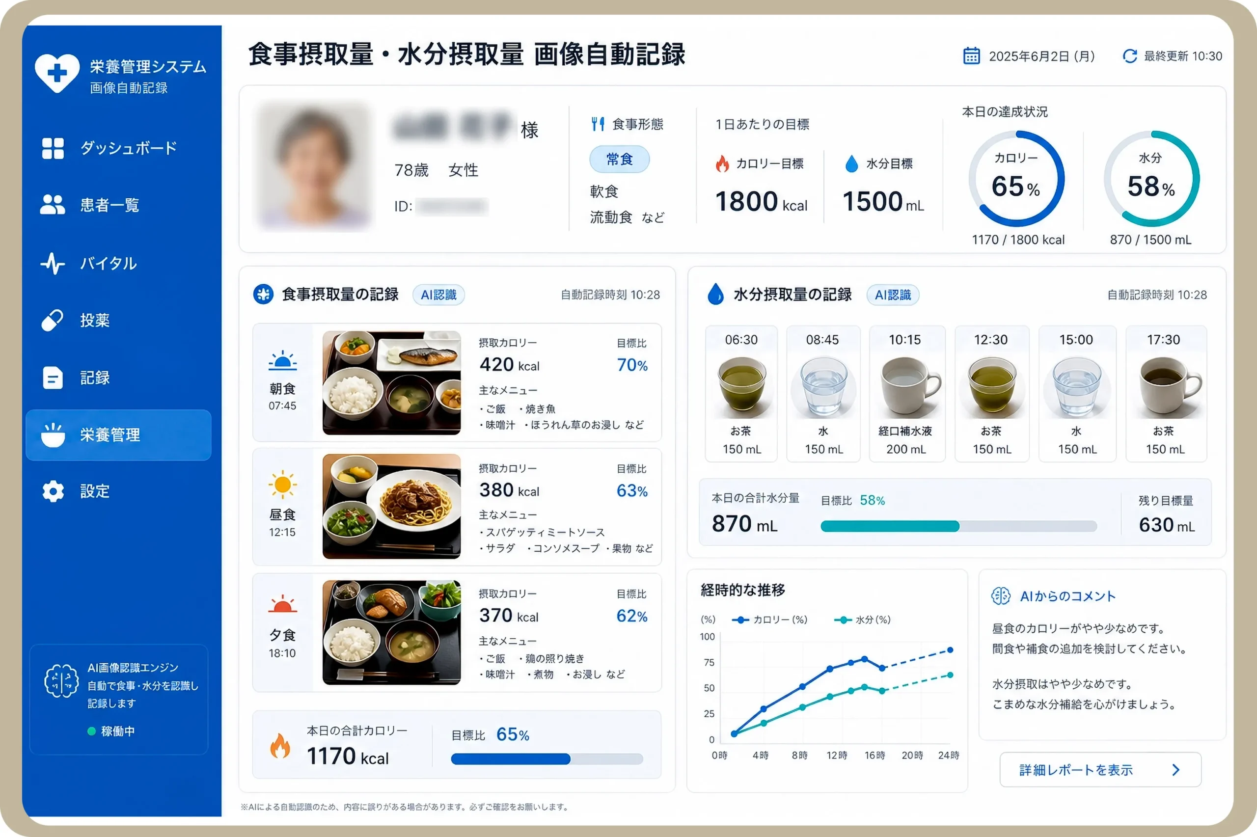 栄養管理画像自動記録システム