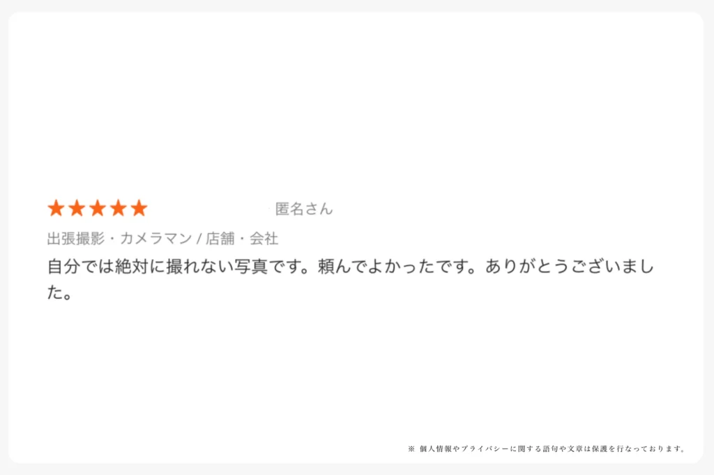 CREATIVE HOUSE の匿名様から頂いた大分での店舗の撮影の口コミ